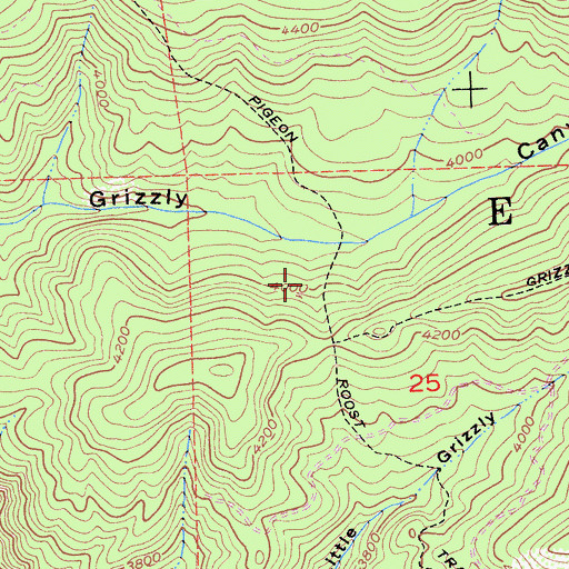 Topographic Map of Pigeon Roost Trail, CA
