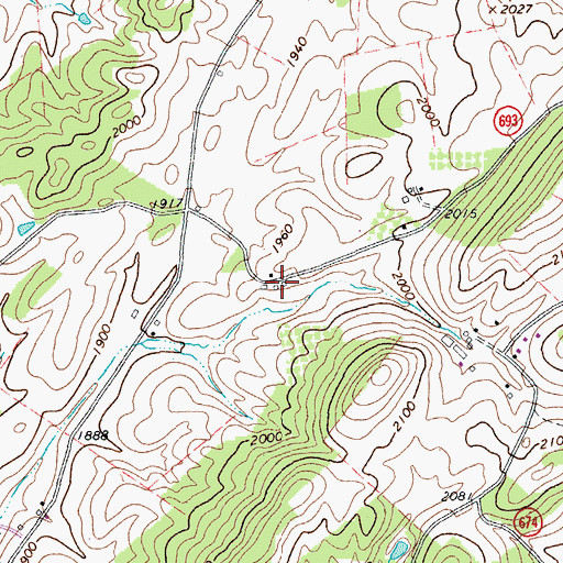 Topographic Map of Sinking Springs Farm, VA