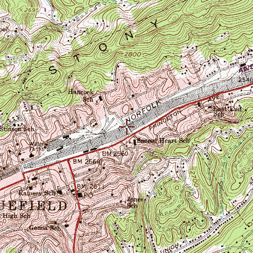 Topographic Map of Grant Street Bridge, WV