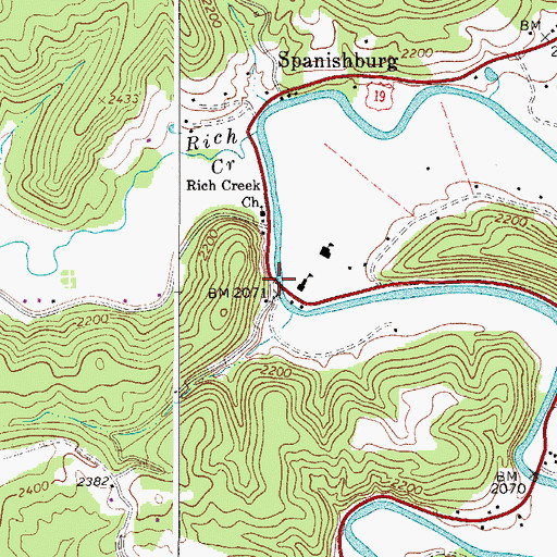 Topographic Map of Hank Williams Senior Memorial Bridge, WV