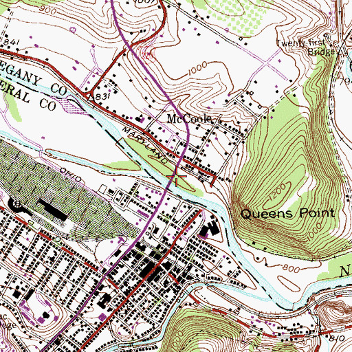Topographic Map of Keyser McCoole Bridge, WV