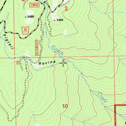 Topographic Map of Pigtail Ravine, CA
