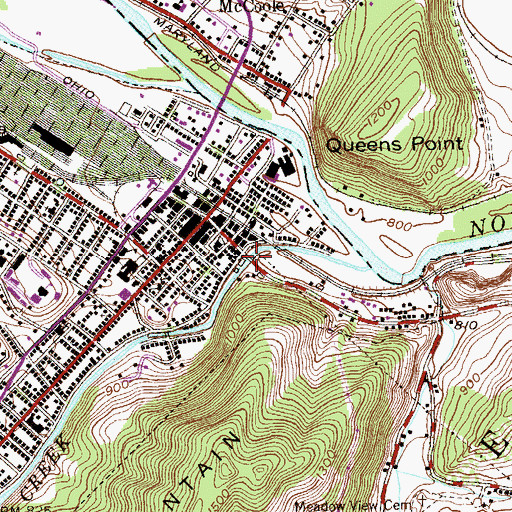 Topographic Map of SSGT J E Kelly Memorial Bridge, WV