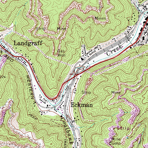 Topographic Map of Eckman Overhead Bridge, WV