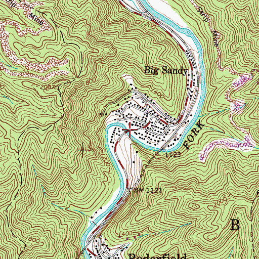 Topographic Map of Big Sandy Truss Bridge, WV