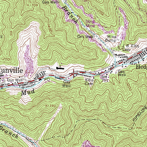 Topographic Map of Staff SGT Frankie Melnar Bridge, WV