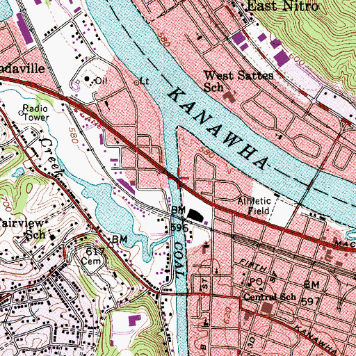 Topographic Map of Earl H Curnutte Bridge, WV