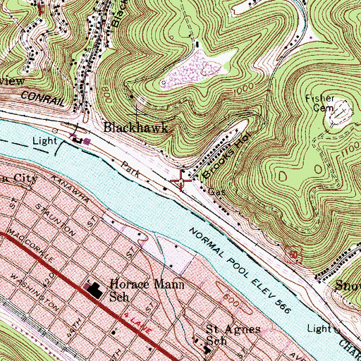 Topographic Map of Daniel Boone Bridge, WV