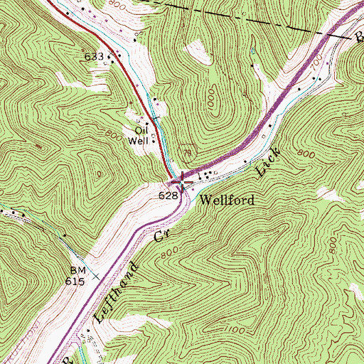 Topographic Map of McQuain Brothers Bridge, WV