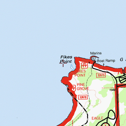 Topographic Map of Pikes Point, CA