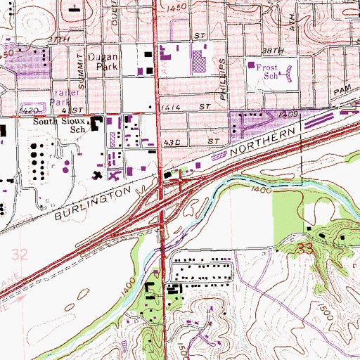 Topographic Map of South Sioux Falls (historical), SD