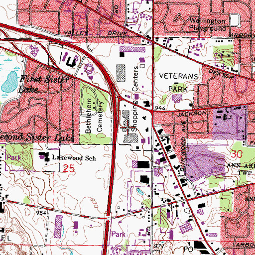 Topographic Map of West Branch Library, MI