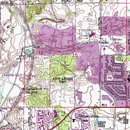 Topographic Map of Traverwood Branch Library, MI