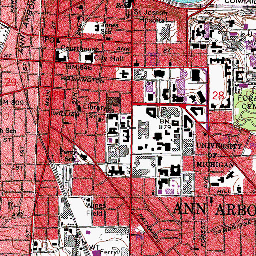Topographic Map of Kelsey Museum of Archaeology, MI
