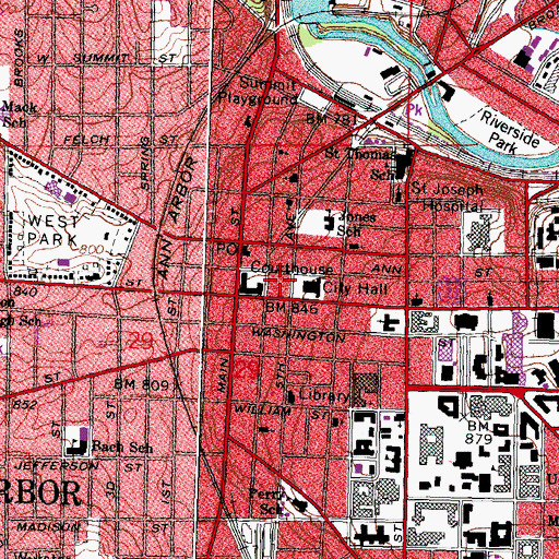 Topographic Map of Hands on Museum, MI