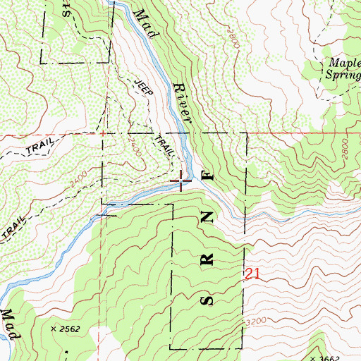 Topographic Map of Pilot Creek, CA