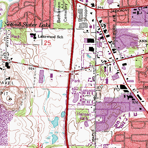 Topographic Map of South Maple Park, MI