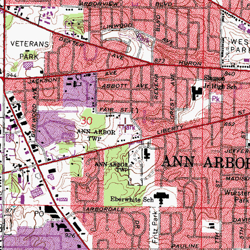 Topographic Map of Virginia Park, MI