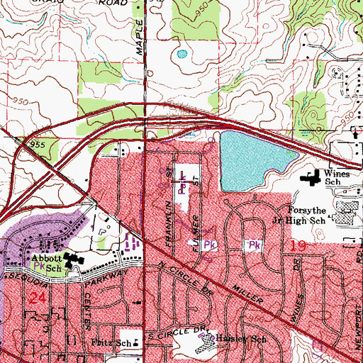 Topographic Map of Garden Homes Park, MI