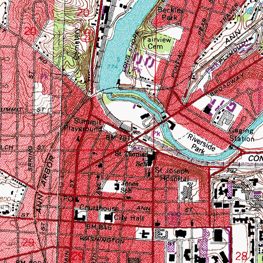 Topographic Map of Ann Arbor Station, MI