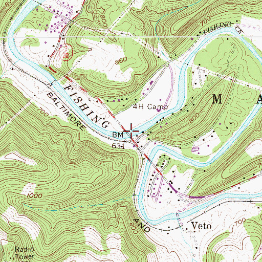 Topographic Map of Twin Bridge No. 1, WV