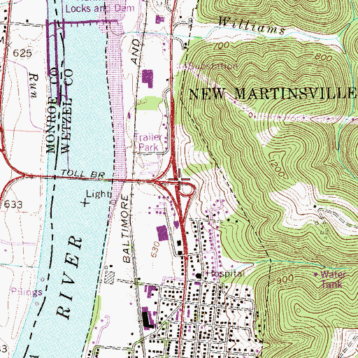 Topographic Map of Richard Snyder Memorial Bridge, WV