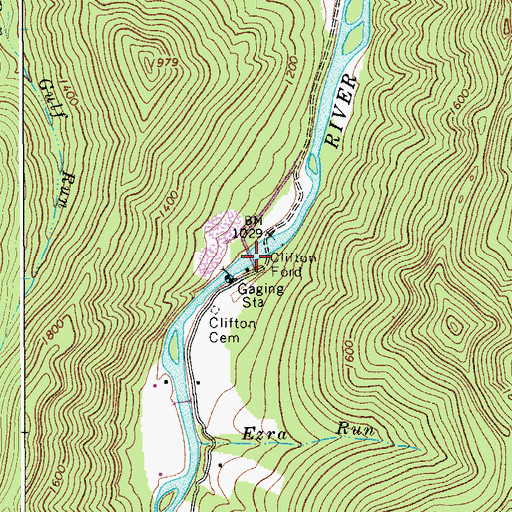 Topographic Map of Clifton Ford Bridge, WV