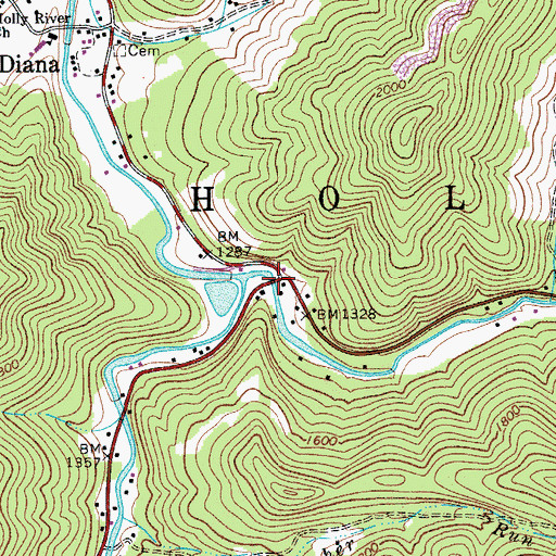 Topographic Map of David Daniel Hamrick Memorial Bridge, WV