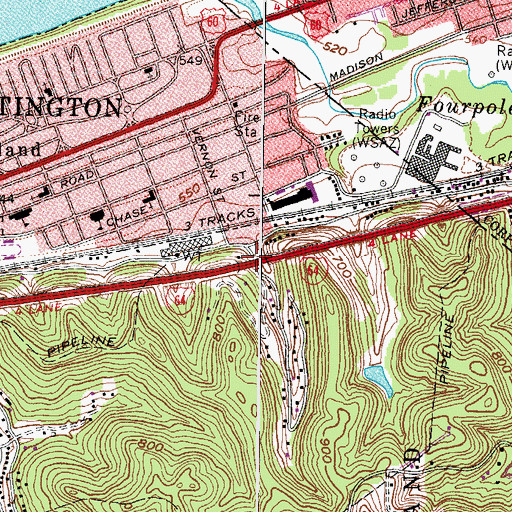 Topographic Map of Edgewood Drive Overpass, WV