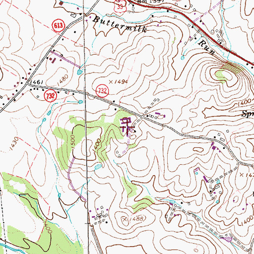Topographic Map of Buttermilk Run Poultry Farm, VA