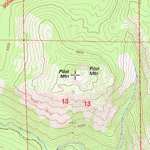 Topographic Map of Pilot Mountain, CA