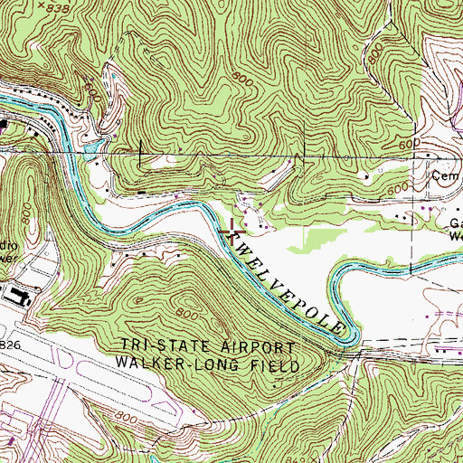 Topographic Map of James and Carol Wheeler Bridge, WV