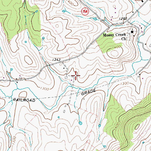 Topographic Map of Mossy Creek Poultry Farm, VA