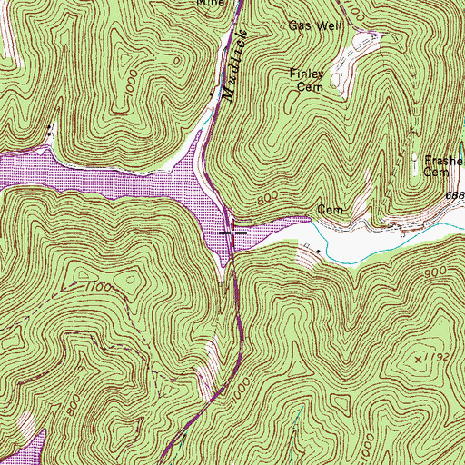 Topographic Map of Lick Creek Bridge, WV