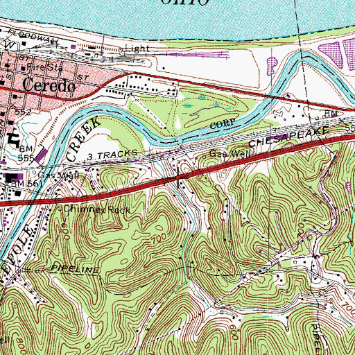 Topographic Map of Hubbards Branch Bridge, WV