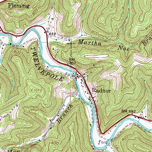 Topographic Map of Everett Dillon Memorial Bridge, WV