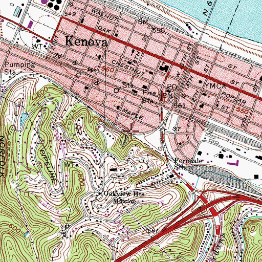 Topographic Map of Barger Hill Underpass Bridge, WV