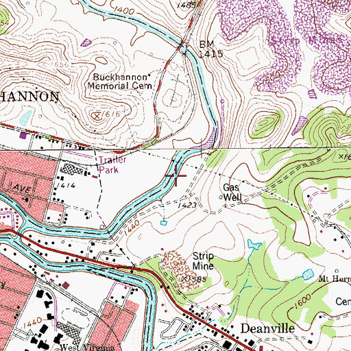 Topographic Map of Sheriff Fred Gaudet Bridge Eastbound, WV