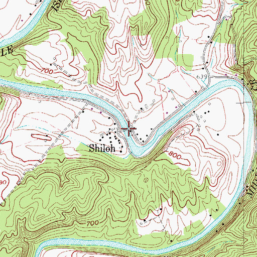 Topographic Map of Shiloh Bridge, WV