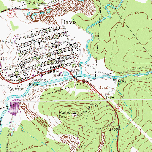 Topographic Map of Thomas Patrick Memorial Bridge, WV