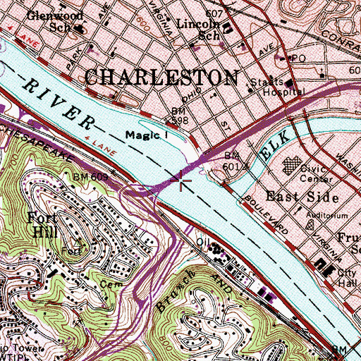 Topographic Map of Fort Hill Bridge, WV