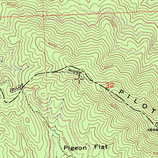Topographic Map of Pilot Ridge Trail, CA