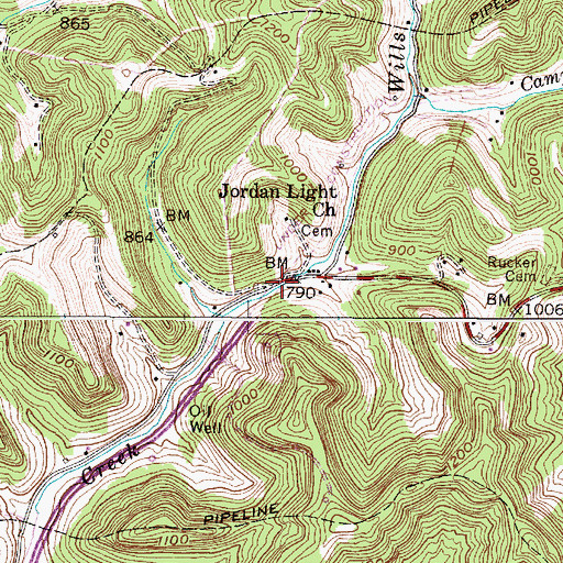 Topographic Map of I-79 Willis Creek Overpass, WV