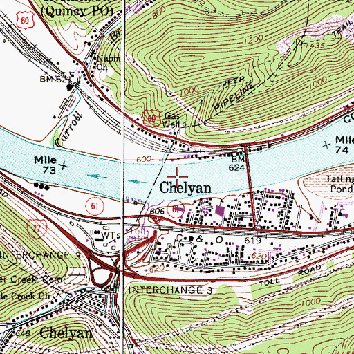 Topographic Map of Admiral T J Lopez Bridge, WV