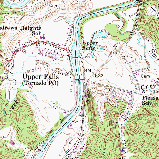 Topographic Map of Tornado Bridge, WV