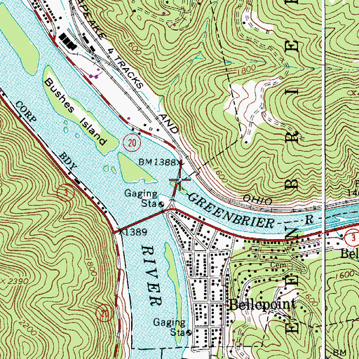 Topographic Map of Bellpoint Bridge, WV