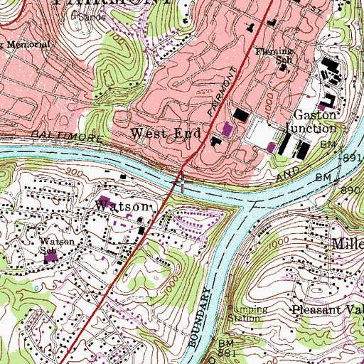 Topographic Map of Jim Costello Memorial Bridge, WV