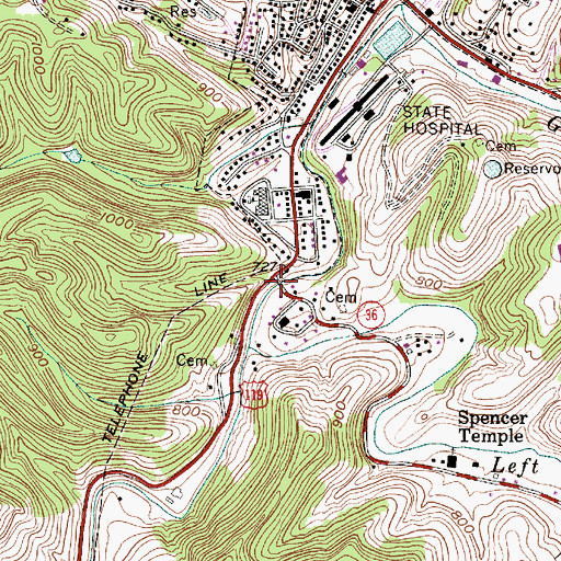 Topographic Map of Veterans Memorial Bridge, WV