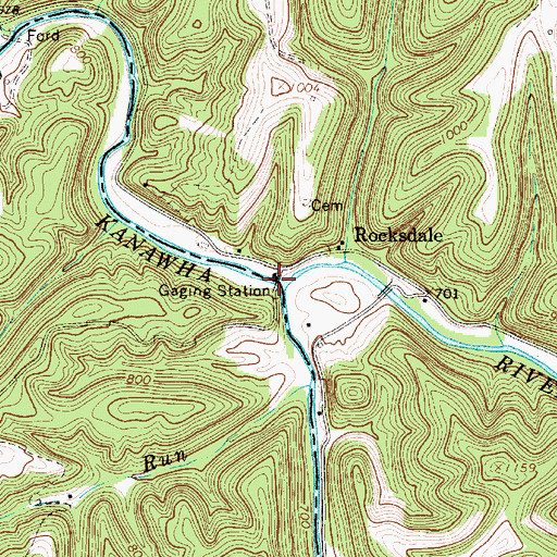 Topographic Map of Rocksdale Bridge, WV