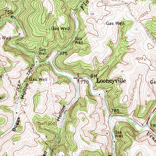 Topographic Map of Looneyville Arch Bridge, WV